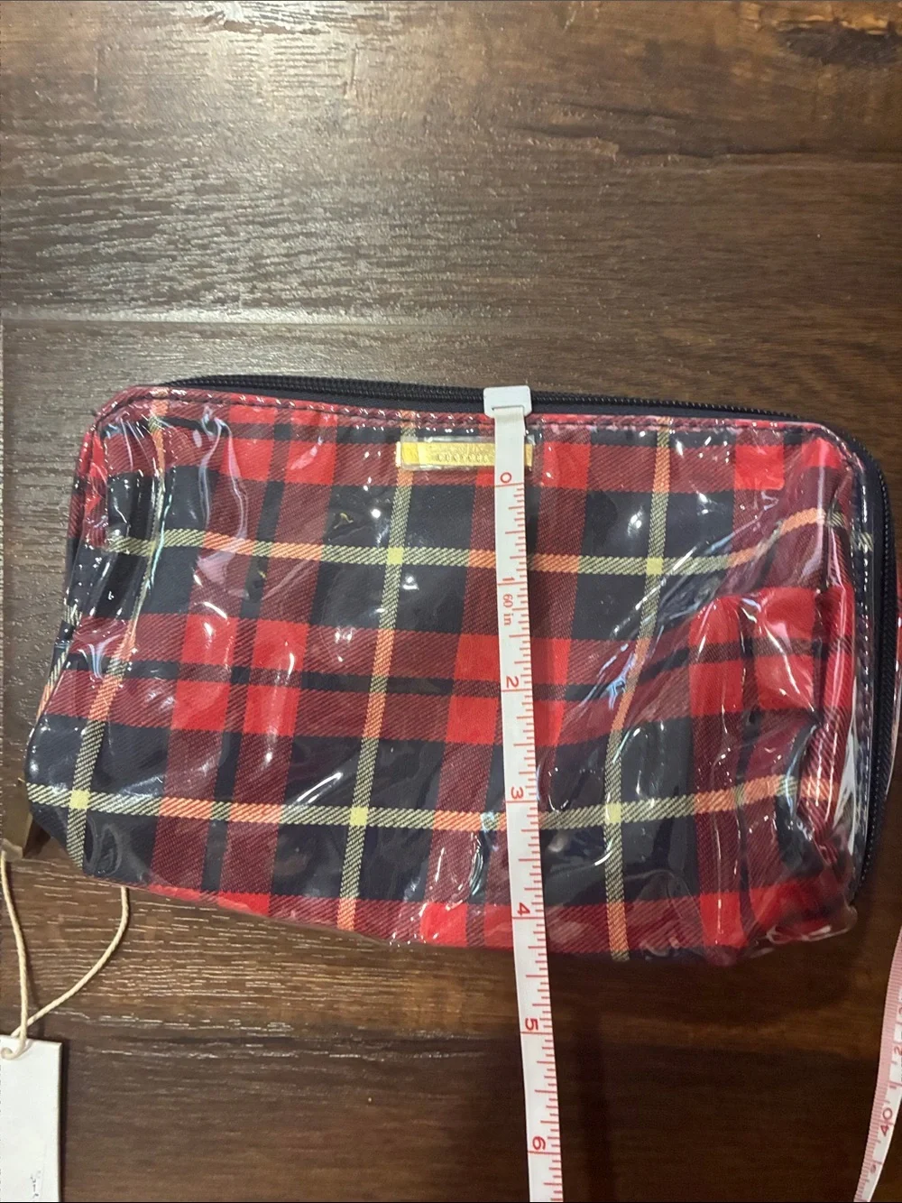 NEW KESTREL TARTAN HOLIDAY Plaid Zip Cosmetic MAKEUP Bag Red